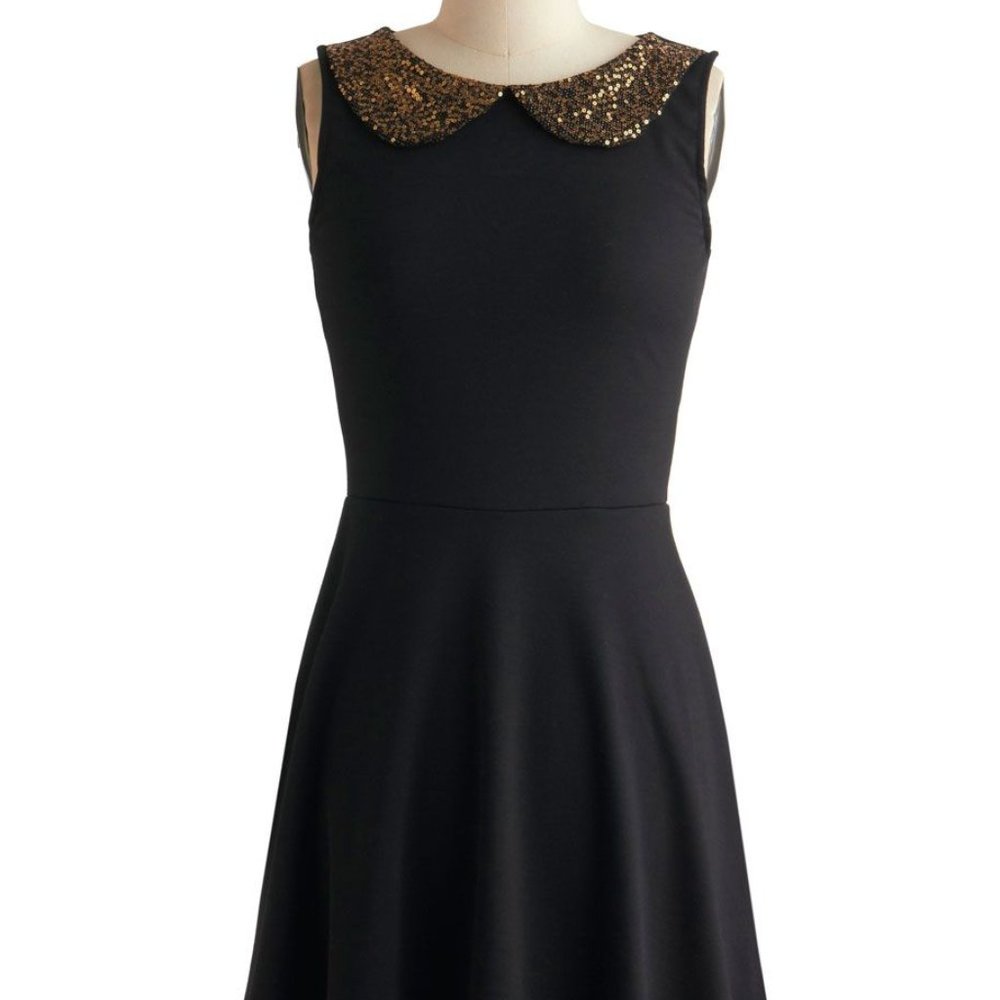 ModCloth Fit & Flare Dress with Gold Collar